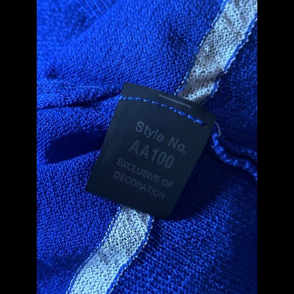 POL Sweater Small Womens Blue Striped Sheer Knit Ruched Pockets Button Cardigan - Picture 7 of 7